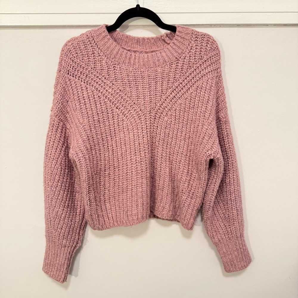 Pink Abercrombie Fluffy Crew Sweater